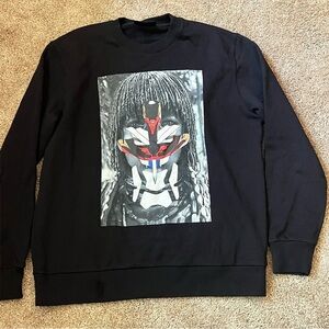 New GIVENCHY Riccardo Tisci tribal girl graphic print cotton crew sweater XS